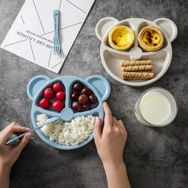 5 Pcs Bear Shaped Plates Set With 5 Spoon Or Forks