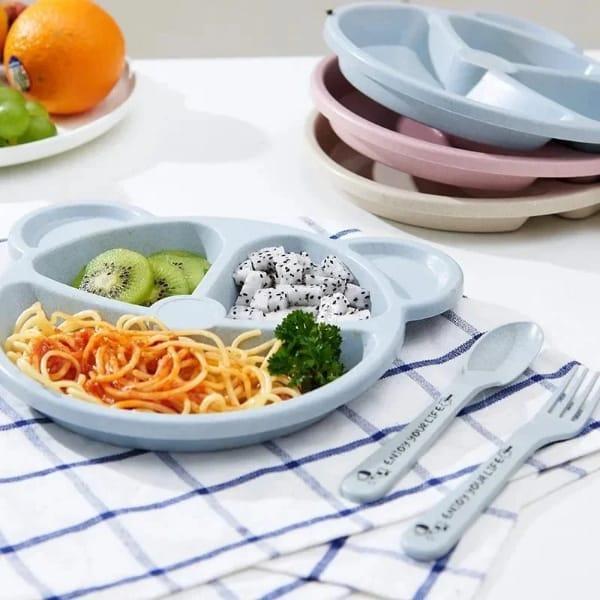 5 Pcs Bear Shaped Plates Set With 5 Spoon Or Forks