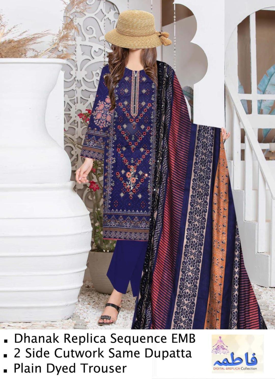 3 pcs women unstitched dhanak printed suit