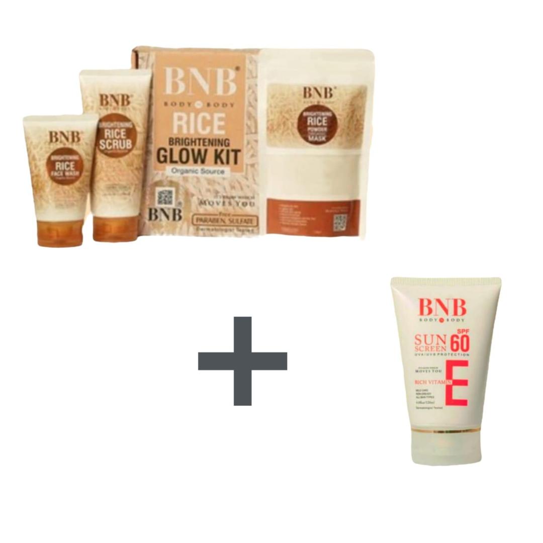 BNB 4 in 1 skincare bundle_  4pcs facewash,scrub,mask & SPF 60 sunblock