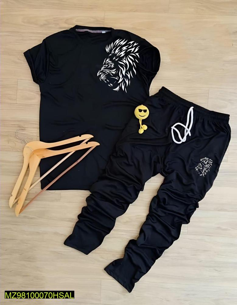 Men's Black Printed Jersey Track Suit - Ultimate Comfort and Style