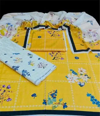 3 Pcs Women's Unstitched Printed Suit